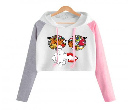 Fashion Female Long Sleeve Hoodie Pullover Sweatshirt Cartoon Printing Women's Short Sweatshirt Tops Ladies Clothes S 2XL