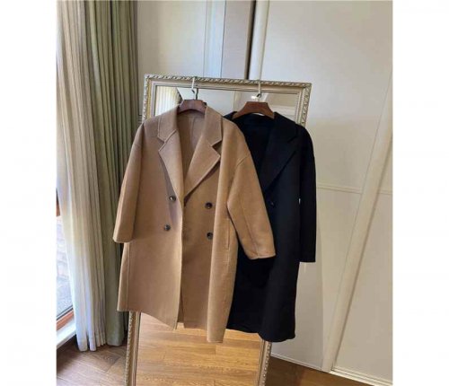 Suit Collar Sheep Silhouette Double Breasted Double sided Wool Coat Women's Long Winter Style