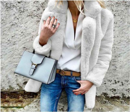 Winter Solid Color Thick  Fur Lapel Coat  Fashion Open Point Outwear Female Luxury Long Sleeve Warm Thick Fluffy Jacket Coat