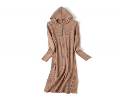 Casual hooded maix dress women straight Sweater Dress autumn Winter loose Long thick Dress female oversize girl Knit Dress