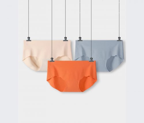 3Pcs Seamless Ice Silk Women Panties Fashion Intimates Sexy Low Waist Female Comfort Underwear Cotton Crotch Lingerie