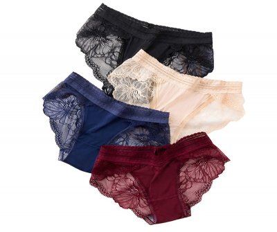 4Pcs/Sexy Lace Panties Seamless Women's Underwear Low Rise Briefs Nylon Silk Ladies Cotton Sexy Transparent Lingerie