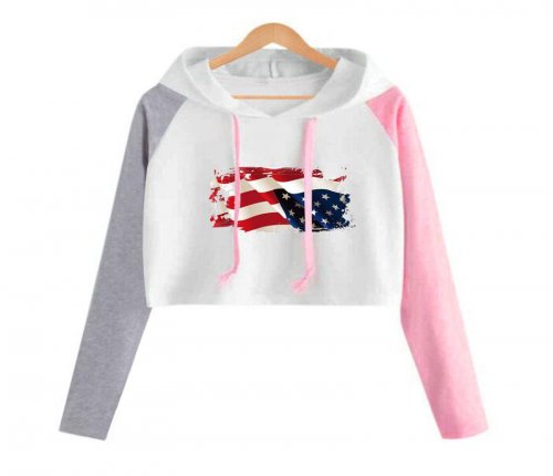 Crop Top Hoodie Women Print Navel Short Hooded Streetwear Long Sleeve Harajuku Hoodie Sport Thin Tops Polerones Mujer