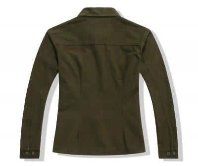 Autumn  Women Military Army Green Shirt Ladies Cotton Long Sleeve Emboridery Shirts Female Casual Shirts Tops